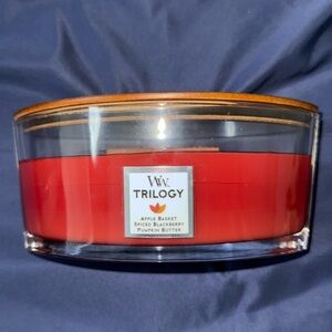 WoodWick Trilogy Candle APPLE BASKET SPICED BLACKBERRT PUMPKIN BUTTER 16 oz